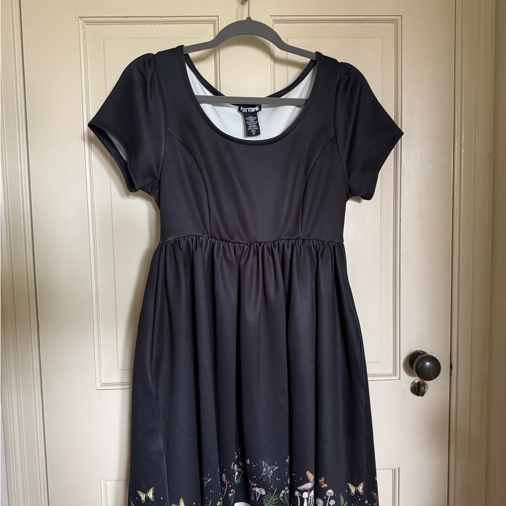 Hot Topic Black Mini Dress with Mushroom & Butterfly Print
